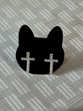 Sterling Silver 925 CZ Stud Earrings - Dainty Religious Jewelry